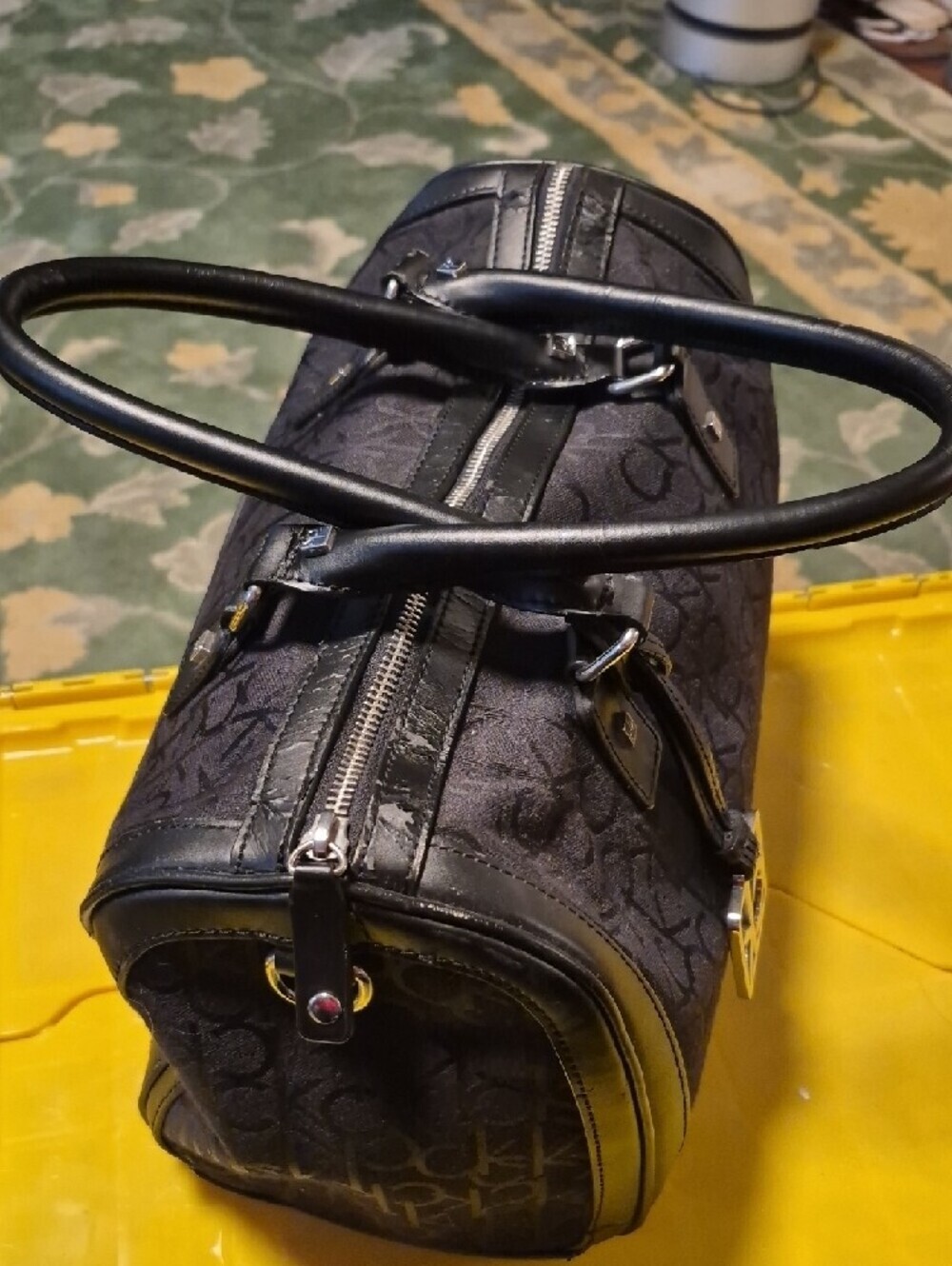 Calvin Klein Black Logo Barrel Satchel - Picture 2 of 11